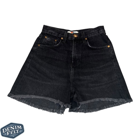 Aviator Nation Women’s Black HI RISE SKATER CUTOFF RAINBOW BACK POCKET SHORTS🌈 - Picture 3 of 12